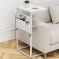 thumbnail image 1 of C Shaped End Table, 33" Tall Side Table for Couch, Adjustable Height Small Couch Side Table for Small Spaces, C Table End Table Slide Under Sofa Table TV Tray for Living Room Bedroom, White, 1 of 18