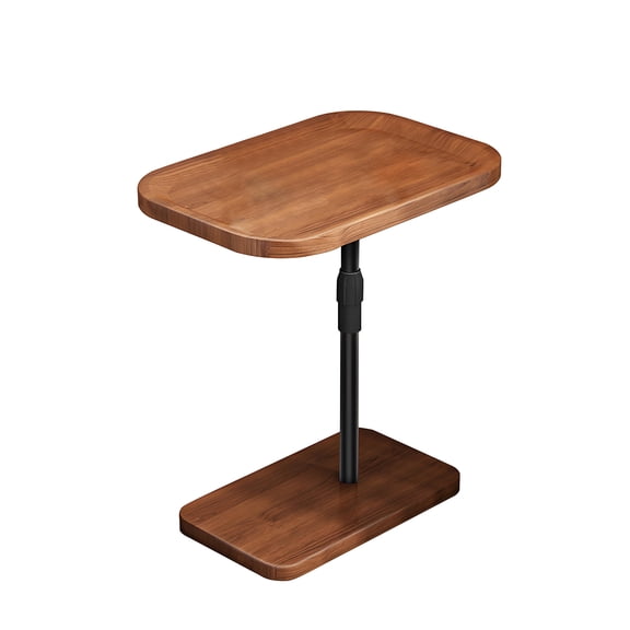 C Shaped End Table,Adjustable Height Side Table for Couch,Night Stand with 2-Tier Storage Shelf,C Shaped Side Table for Living Room and Bedroom (Brown)