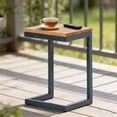 thumbnail image 1 of C Shaped End Table, C Side Table for Small Spaces, Metal Frame C Table with Wood Top, 1 of 7