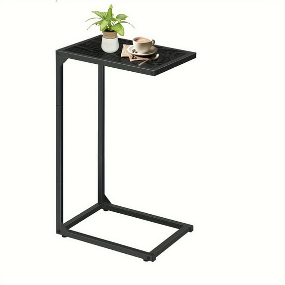 C Shaped End Table, Couch Tables That Slide Under, TV Tray Snack Table for Sofa, Small Side Table for Couch, Small Space, Living Room