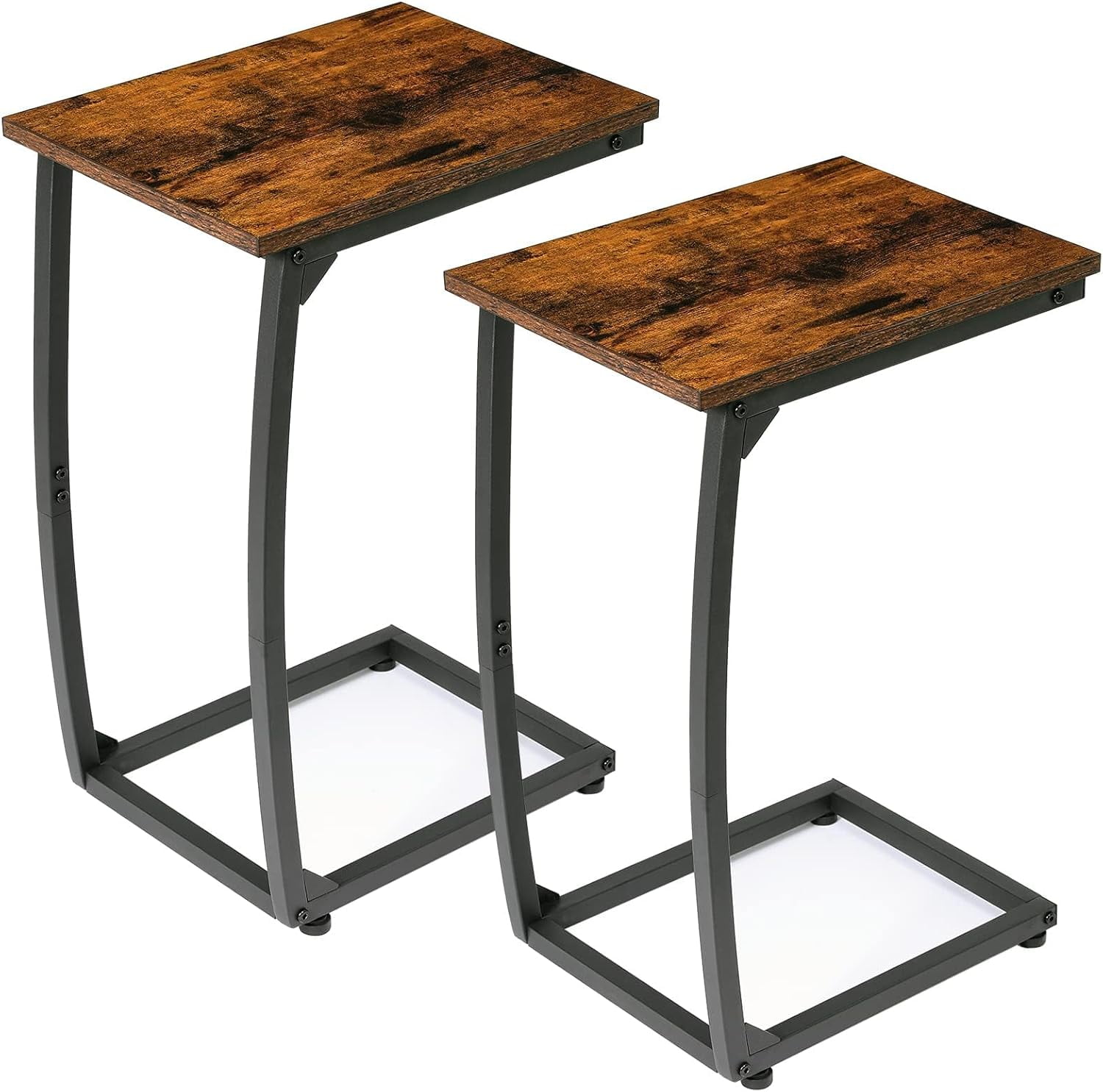 C Shaped End Table Set of 2, Side Table for Couch, Small Sofa Table ...