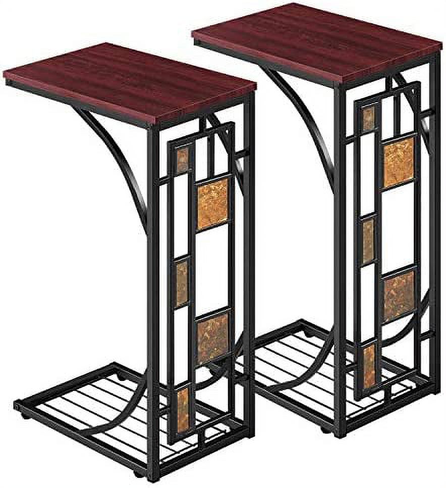 C Shaped End Table Set Of 2, Sofa Side Table Slide Under Sofa, Mobile C