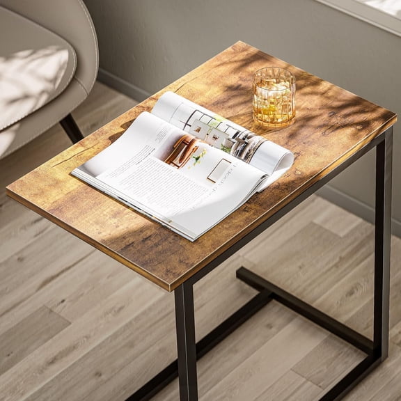 C Shaped End Table Set of 2, Side Table for Couch Slide Under, C Table Sofa Side End Table for Living Room 27 inches High