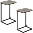 thumbnail image 1 of C-Shaped End Table, Set of 2, Side Table for Sofa, Couch Table with Metal Frame, Small TV Tray Table for Living Room, Bedroom, Greige + Black, 1 of 5