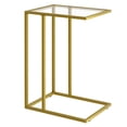 thumbnail image 1 of C-Shaped End Table, Side Table for Couch,Sofa Snack Table with Tempered Glass & Metal Frame,Small TV Tray Table for Small Space,Living Room, Bedroom, Bedside,Modern Style, Gold, 1 of 8