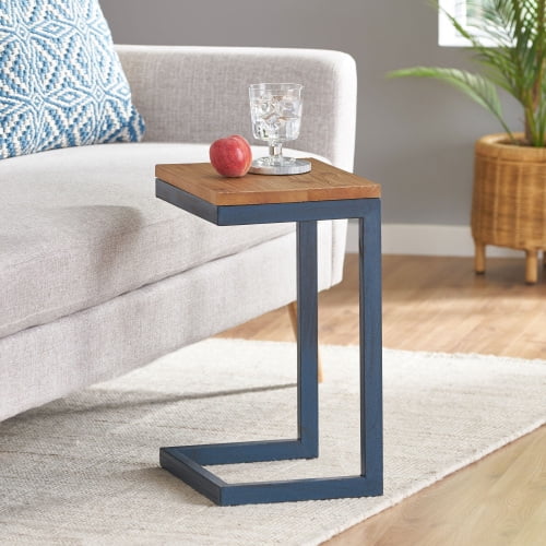 C-Shaped End Table, Small Side Table for Couch, Sofa Table with Metal Frame for Living Room, Bedroom, Bedside
