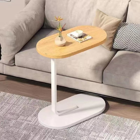 C-Shaped End Table Small Side Table for Couch Sofa Table with Metal Frame for Living Room, Bedroom, Bedside