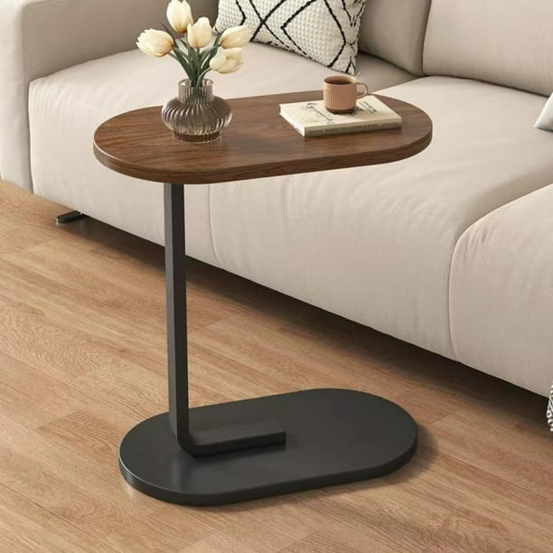 CShaped End Table Small Side Table for Couch Sofa Table with Metal