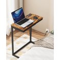 thumbnail image 1 of C Shaped End Table with  Station, Large Side Table Tiltable Desk with Storage Bag, TV Tray Under Couch Table with USB & Type-C Port, for Livingroom Bedroom Brown TB01BB090, 1 of 7