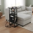 thumbnail image 1 of C-Shaped End Table with Charging Station - 3-Tier Storage for Living Room, 1 of 9