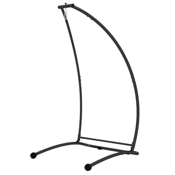 C-Shaped Hammock Chair Stand, Heavy Duty Steel Hanging Chair Frame, Indoor and Outdoor Swing Stand, Black