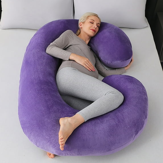 C Shaped Maternity Pillow for Pregnancy Support, Washable Removable Cover Full Body Pregnancy Pillow for Back Belly Leg Relief, Ideal for Sleeping Breastfeeding Reading and Recovery