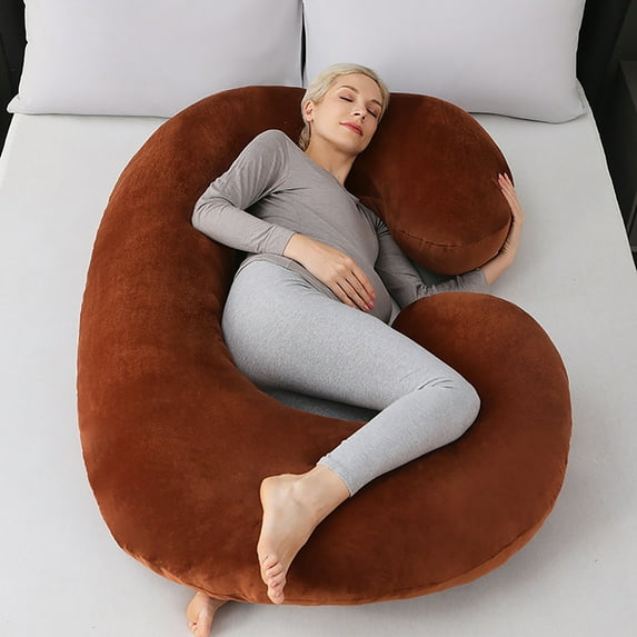 C Shaped Maternity Pillow for Pregnancy Support, Washable Removable Cover Full Body Pregnancy Pillow for Back Belly Leg Relief, Ideal for Sleeping Breastfeeding Reading and Recovery