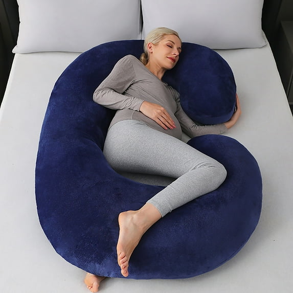 C Shaped Maternity Pillow for Pregnancy Support, Washable Removable Cover Full Body Pregnancy Pillow for Back Belly Leg Relief, Ideal for Sleeping Breastfeeding Reading and Recovery