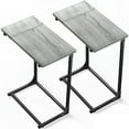 thumbnail image 1 of C Shaped Metal Couch End Table Tray Table 2pcs, Widened Side Table Sofa Table Nightstand for Bedroom, Living Room, 27"(H) x 21.1"(W) x 11.4"(D), Grey, 1 of 7