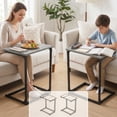 thumbnail image 1 of C Shaped Metal Couch End Table Tray Table 2pcs, Widened Side Table Sofa Table Nightstand for Bedroom, Living Room, 27"(H) x 21.1"(W) x 11.4"(D), Grey, 1 of 10