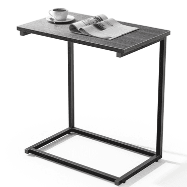 C Shaped  End Table,Side Table TV Tray Table for Sofa,Couch Table,metal frame for Bedroom(Grey)