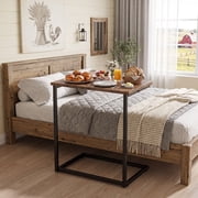 C Shaped End Table,Side Table TV Tray Table for Sofa,Couch Table for livingroom,Bedroom(Rustic Brown)
