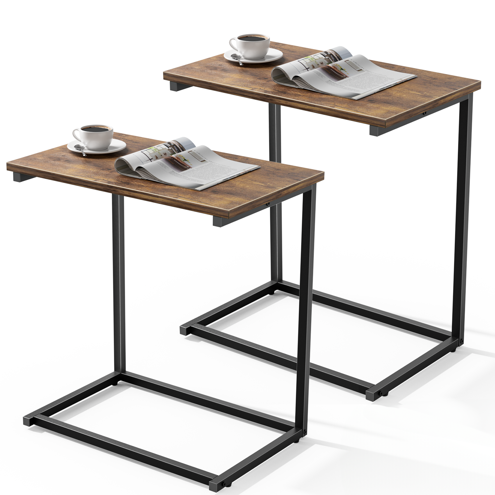 Zenvida Living Room Nesting Storage Side Tables Set of 3 Modern Rustic