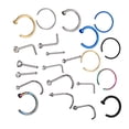 thumbnail image 1 of 22PCS Nose Rings Set, Stainless Steel C Shape L Shape Corkscrew Hoop Nose Jewelry, 20g Mixed Nose Studs for Women, Gold Tone Nose Piercing Kit with Nose Hoops and Nose Screws, 1 of 9