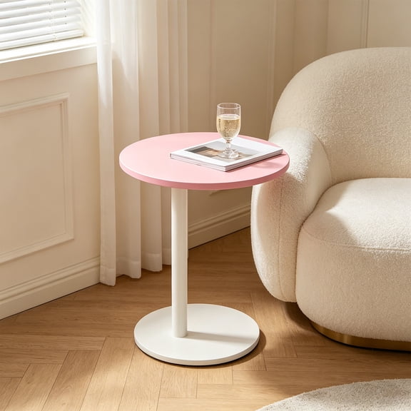 C Shaped Round End Table, Small Side Table for Couch,Tv Trays for Eating,Snack Sofa Tray Table with Metal Leg for Living Room, Bedroom, Bedside,and Office