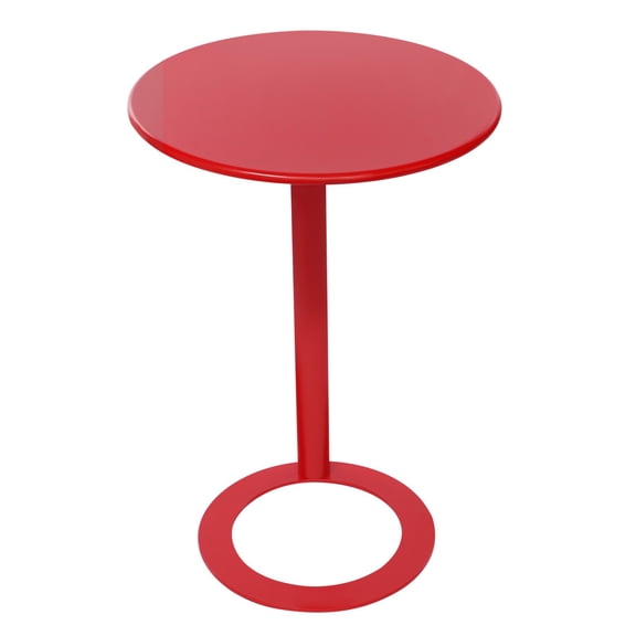 C-Shaped Round Side Table, C-Shaped Coffee Table, C-Shaped Side Table With O-Shaped Base for Living Rooms, Bars, Cafes, Restaurants, Bedrooms, Offices (Red)