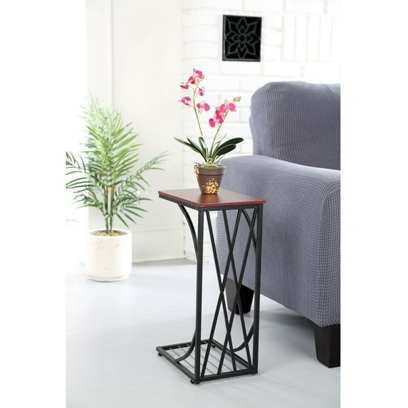 C-Shaped Side Sofa End Table - Snack TV Tray Small Space Coffee Table Snack