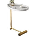 thumbnail image 1 of C-Shaped Side Table & End Table for Small Spaces and Living Room, Modern C Nightstand Suit for Sofa Couch and Bed, White top with Golden Metal Frame 17.72"x11.8"x23.62", 1 of 6
