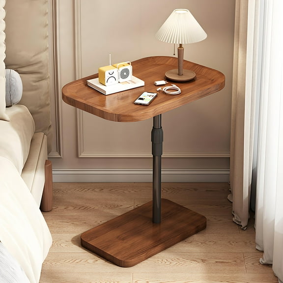C Shaped Side Table End Table, Strong Load-bearing and Adjustable Height Side Table Sofa Table for Couch