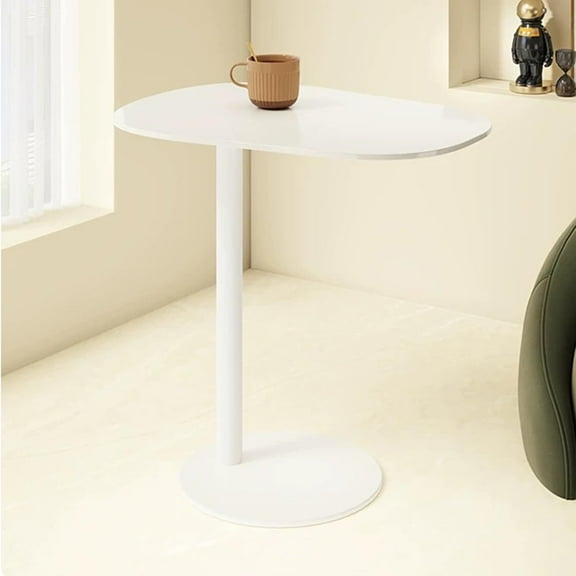 C-Shaped Side Table, Iron End Table for Small Space for Living Room Bedroom Bathroom, Commercial Table of Milk Tea Store/Dessert Store/Cafe (Black, 50X38X70cm)