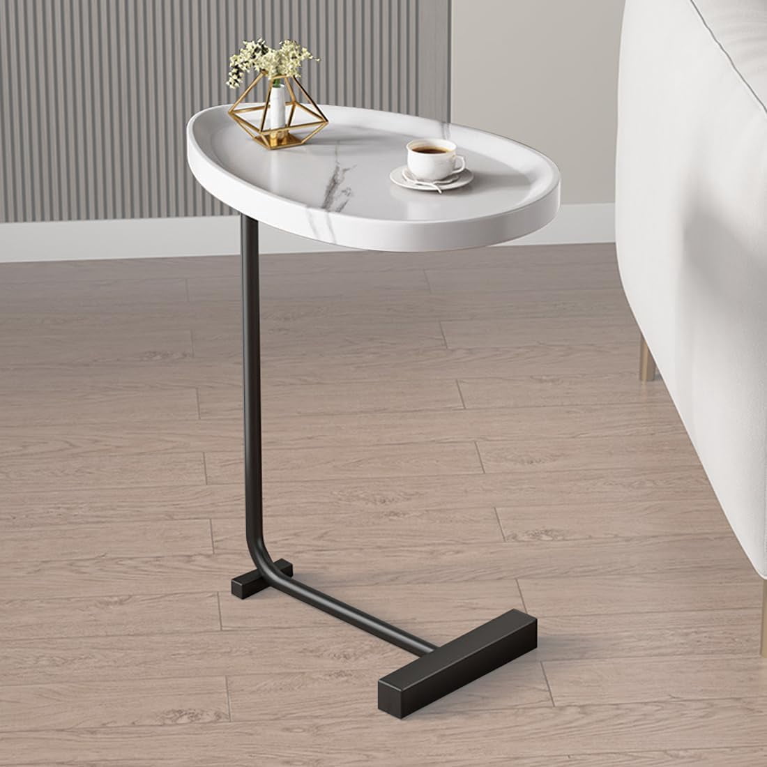 C Shaped Side Table, Small C Table End Table for Sofa and Bedside ...