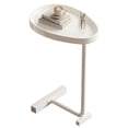 thumbnail image 1 of C Shaped Side Table Small Egg Oval Shaped Sofa End Coffee Table That Slide Under for Living Room White, 1 of 1