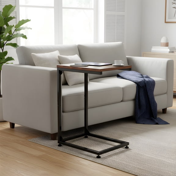 C-Shaped Side Table for Couch - Modern End Table with Metal Frame