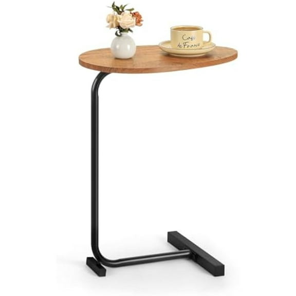 C-Shaped Slide-Under Sofa Table - Space Saving Metal End Table for Living Room/Bedroom, Multi-Functional Side Table for Couch