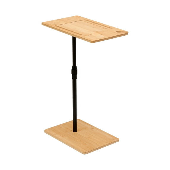 C-Shaped Sofa Tray Table For Couch 360° Rotatable & Height Adjustable End Table For Bed TV Tray Table With Phone & Tablet Slots Side Table Tray For Small Spaces