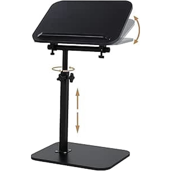 C Shaped TV Tray for Couch, Adjustable Height Side Table with 360 Swivel 180 Flip for Small Space, End Table with Slat for Living Room Bedroom Laptop Snack. Black