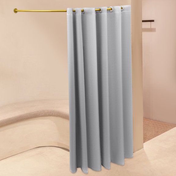 C-Shaped Wall-Mounted Changing Room 39x78.7in Grey Privacy Fitting Booth with Blackout Curtain & Clothes Rack