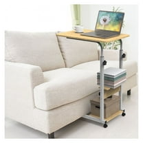 C Side Table 3-Tier Laptop Desk - Small Slim Rolling End Table for Couch, Bed, Sofa - Adjustable Height Snack Table for Living Room & Bedroom