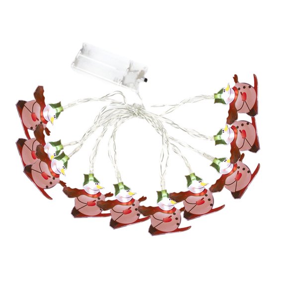 C Snowman Santa Claus Led Light String For Holiday Decor 1.5 Meter 10 Lights With Battery Power