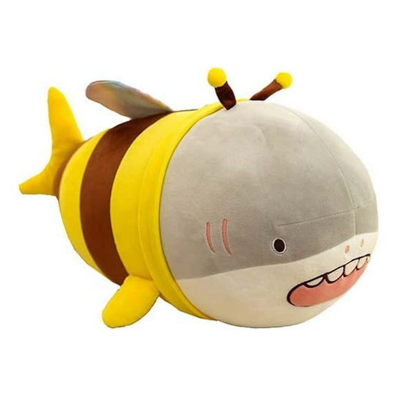 C Soft Plush Shark Bee Stuffed Animal Toy Cylindrical Body Cute Embroidery For Kids Girls Boys Gift 19Inch
