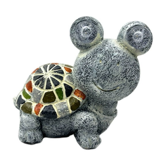C Solar Powered Turtle Ornament For Garden And Yard Decor 1-Piece Resin Craft With Led Light And Waterproof Design - Outdoor Animal Statue For Landscaping