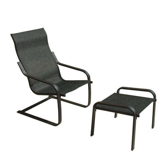 C Spring Motion Chair And For Outdoor Use. Metal Construction, All-weather Textile. For Porch, Deck, Yard, Garden, Lawn. Dark Gray 2 Patio Bistro - Conversation Armchair Lawn Metal, Quick-dry