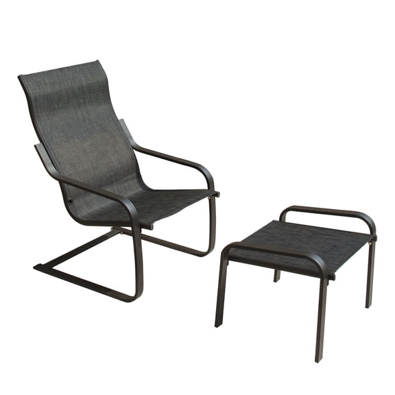 C Spring Motion Patio Chair with Ottoman / Comfortable Outdoor Conversation Set for Porch