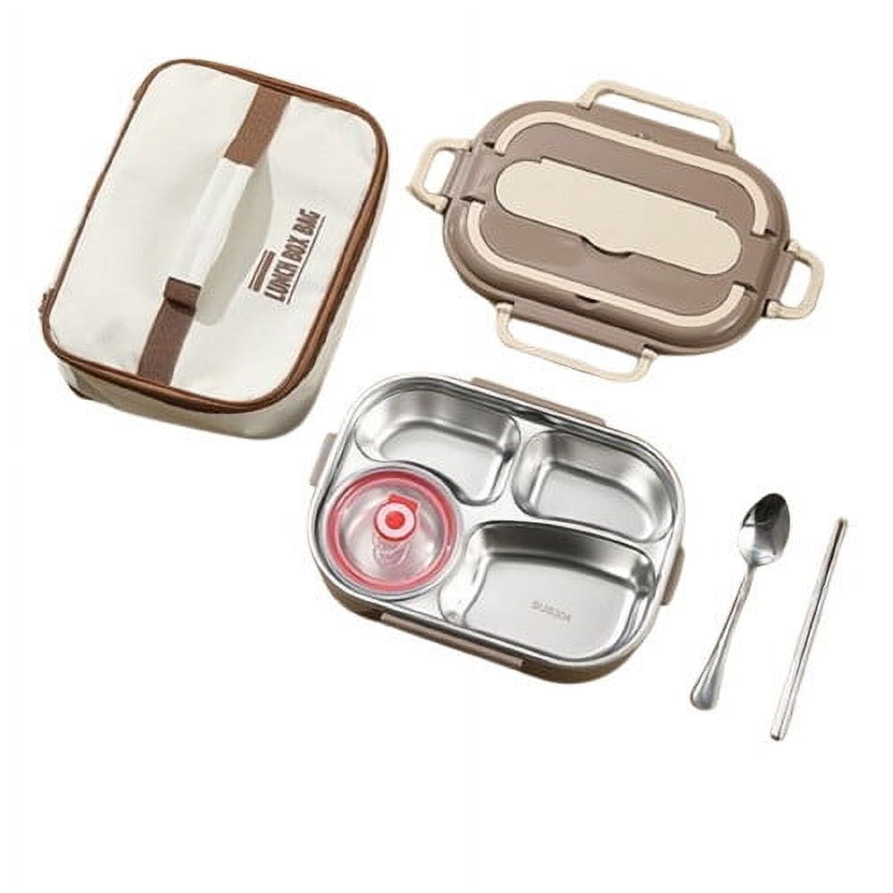 C Stainless Steel Thermal Lunch Box With Compartments, Insulated Design And Microwave Safe For Students, Office Workers And Outdoor Activities, 11.02 X 7.87 X 2.95In