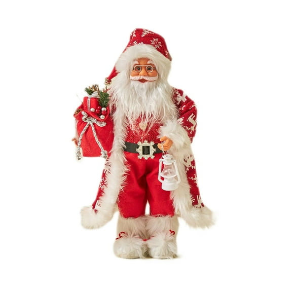 C Standing Santa Claus Doll 12 In With Red Coat And Package For Window Decoration