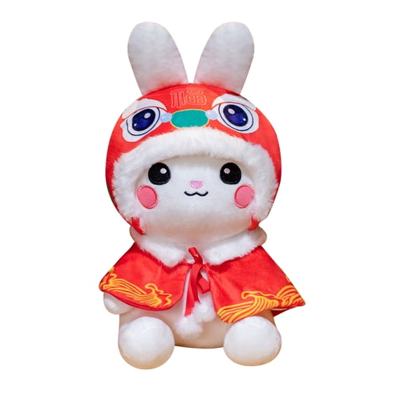 C Stuffed Rabbit Plush Toy Chinese Year Lunar Animal Doll Spring Festival Decoration 7.9 Inch