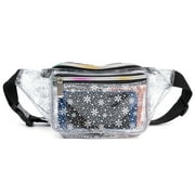 C.T.Soarsky Women's Belt Bags Clear Fanny Pack Rave Festival Holographic Waist Packs-Transparent Snowflakes