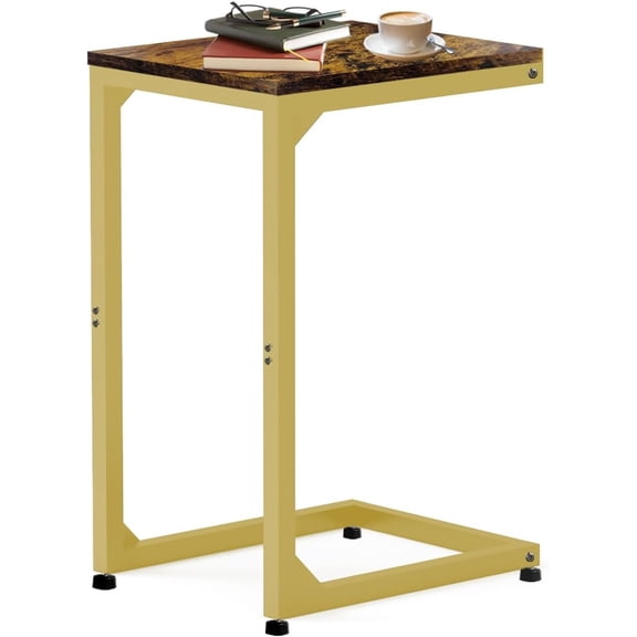 C Table End Table with Metal Frame Small Side Table for Couch, Sofa TV Tray Table for Living Room, Bedroom, Bedside Elegant