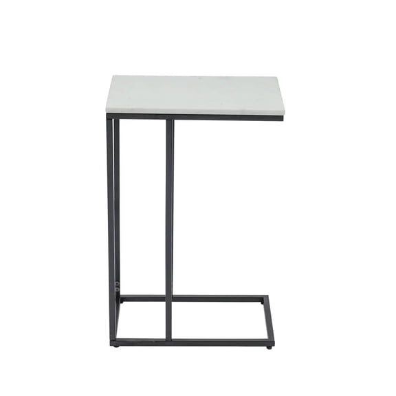 C Table for Sofa with White Marble Top Decortaive Side Table End Table For Living Room Black Metal Frame
