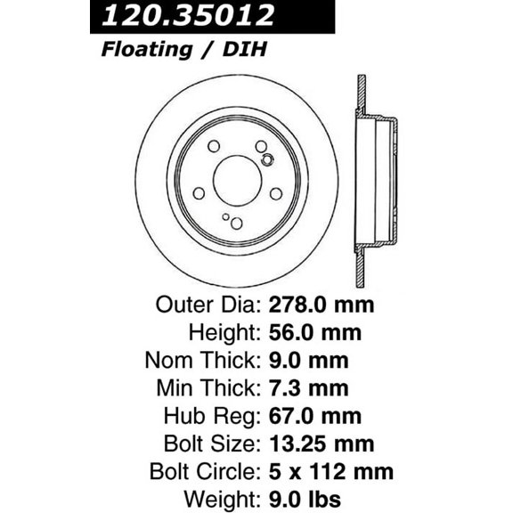 C-Tek Disc Brake Rotor 121.35012 Fits select: 1996-2005 MERCEDES-BENZ C, 2005 CHRYSLER CROSSFIRE